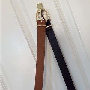Elegant Brown Belt & Black Belt with Gold Accents